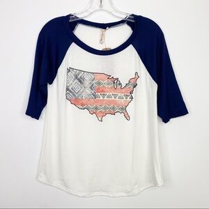 Red Camel l USA Map Raglan Tee Shirt